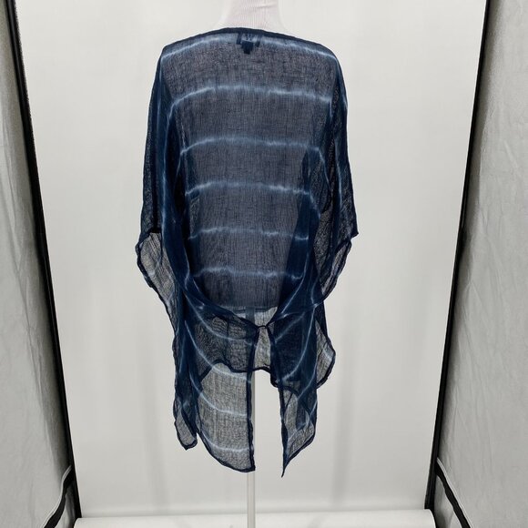 W by Worth Poncho Womens XP XS Blue White‎ Striped Lightweight Oversized Sheer - Picture 9 of 14